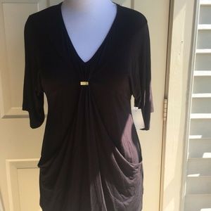 NWT $114 TRINA TURK BLACK RAYON TOP SIZE M